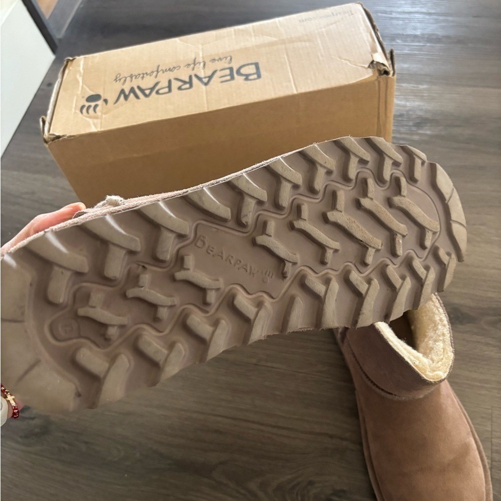 Bearpaw Betty Ankle Boots Size 12 Women Taupe Caviar Suede Shimmer Buckle 2713W - Picture 6 of 9
